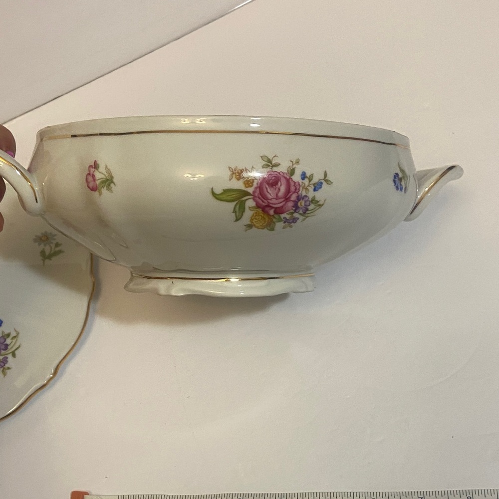 Vintage Bavaria Floral Porcelain Soup Tureen with Lid home decor dish serve bowl - Picture 7 of 8